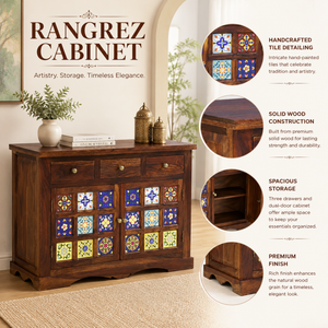 Rangrez Sheesham Wood Sideboard In Provincial Teak