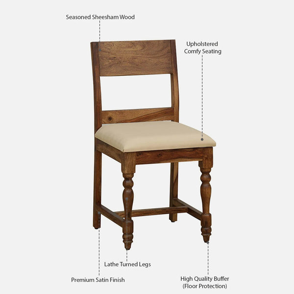 Rangrez Sheesham Wood 6 Seater Dining Set In Provincial Teak Finish With Cushioned Chair