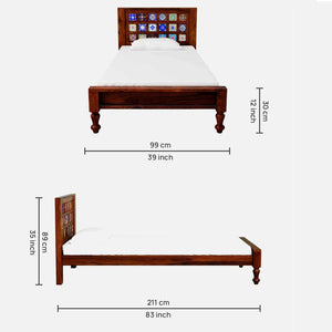 Rangrez Sheesham Wood Single Bed In Honey Oak Finish (36 - 78 inch Mattress Size)
