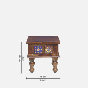 Rangrez Sheesham Wood Night Stand In Provincial Teak Finish