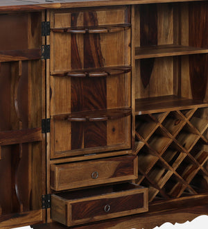 Rangrez Sheesham Wood Bar Cabinet In Provincial Teak Finish