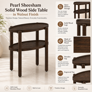 Pearl Sheesham Wood Side Table in Walnut Finish