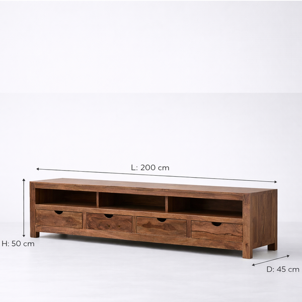 Carlton Solid Sheesham Wood TV Unit In Provincial Teak Finish