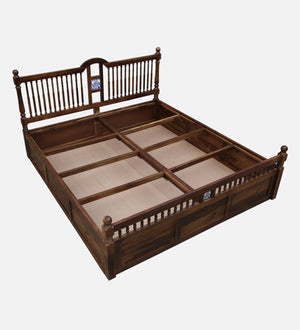 Nilaya Sheesham Wood King Size Bed In Provincial Teak Finish With Box Storage (72 - 78 inch Mattress Size)