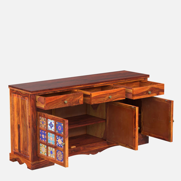 Rangrez Sheesham Wood Sideboard In Honey Oak
