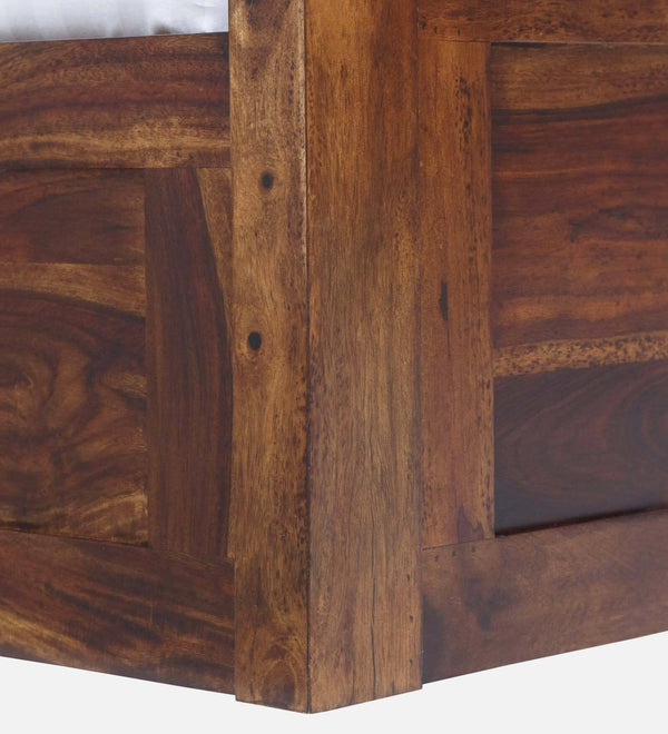 Rangrez Sheesham Wood King Size Bed In Provincial Teak Finish With Box Storage (72 - 78 inch Mattress Size)