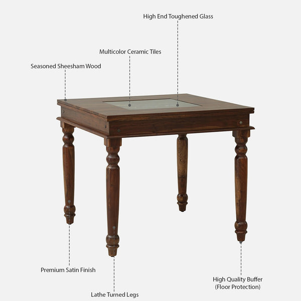 Rangrez Sheesham Wood 4 Seater Dining Set In Provincial Teak Finish