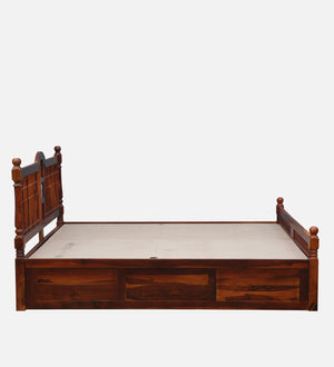 Nilaya Sheesham Wood King Size Bed In Honey Oak Finish With Box Storage (72 - 78 inch Mattress Size)