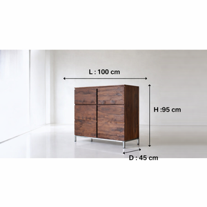 Ferriss Solid Sheesham Wood Cabinet with 2 Door 2 Drawer in Provincial Teak Finish