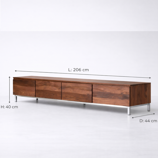 Rubaan Solid Sheesham Wood TV Unit In Honey Oak Finish