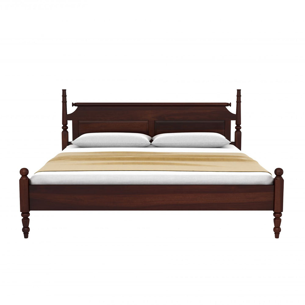 Bala Sheesham Wood King Size Bed In Walnut Finish Without Storage (72 x 78 inches)