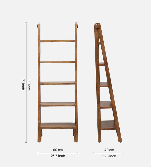 Benno Sheesham Wood Book Shelf In Rustic Teak Finish