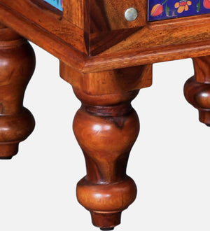 Rangrez Sheesham Wood Bedside Table In Honey Oak Finish