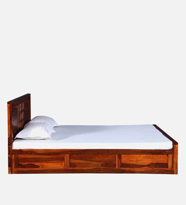 Rangrez Sheesham Wood King Size Bed In Honey Oak Finish With Box Storage (72 - 78 inch Mattress Size)