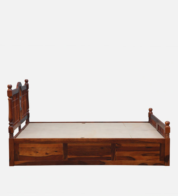 Nilaya Sheesham Wood Queen Size Bed In Honey Oak Finish With Box Storage (60 - 78 inch Mattress Size)