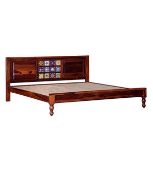 Rangrez Solid Wood Queen Size Bed In Honey Oak Finish (60 - 78 inch Mattress Size)