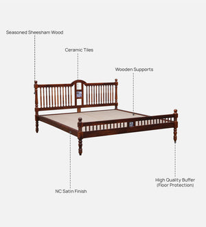 Nilaya Sheesham Wood King Size Bed In Honey Oak Finish (72 - 78 inch Mattress Size)