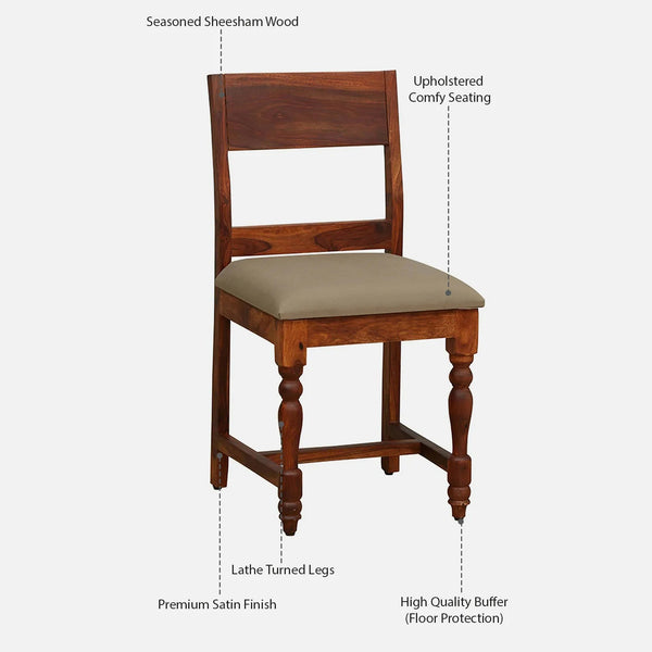 Rangrez Sheesham Wood 6 Seater Dining Set In Honey Oak Finish With Cushioned Bench