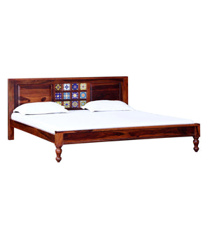 Rangrez Solid Wood King Size Bed In Honey Oak Finish (72 - 78 inch Mattress Size)