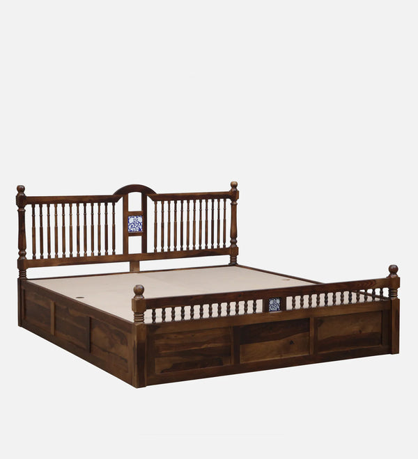 Nilaya Sheesham Wood King Size Bed In Provincial Teak Finish With Box Storage (72 - 78 inch Mattress Size)