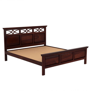 Tulsi Sheesham Wood Queen Size Bed In Walnut Finish Without Storage (60 x 78 inches)