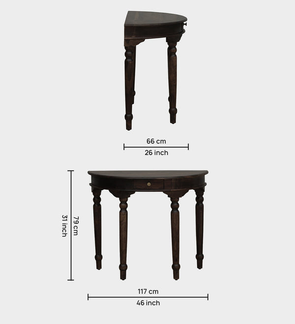 Abney Sheesham Wood Console Table In Walnut Finish