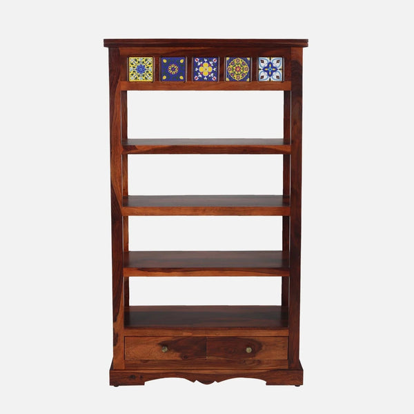 Rangrez Sheesham Wood Book Shelf In Honey Oak Finish