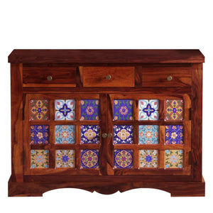Rangrez Sheesham Wood Sideboard In Honey Oak Finish