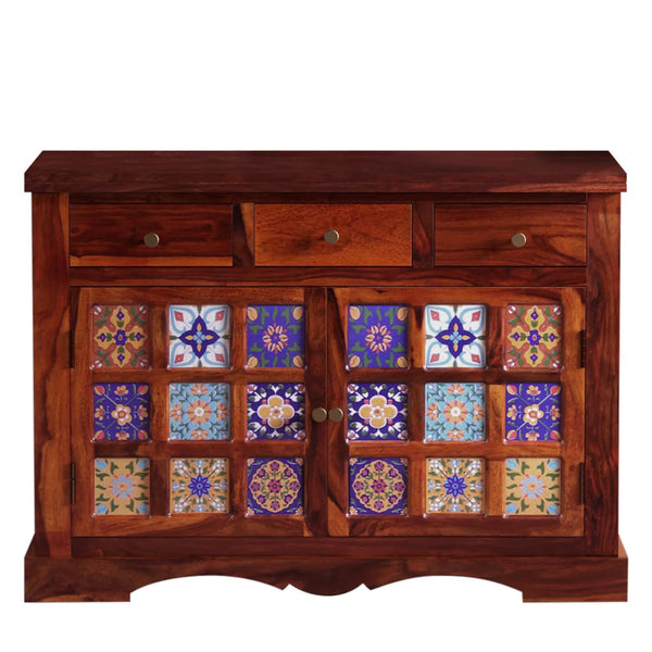 Rangrez Sheesham Wood Sideboard In Honey Oak Finish
