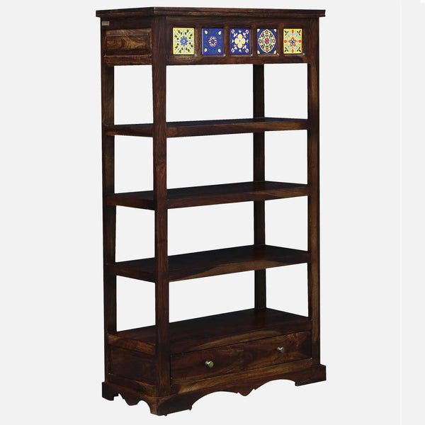 Rangrez Sheesham Wood Book Shelf In Provincial Teak Finish
