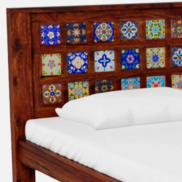 Rangrez Sheesham Wood Single Bed In Honey Oak Finish (36 - 78 inch Mattress Size)