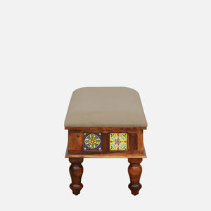 Rangrez Sheesham Wood 6 Seater Dining Set In Honey Oak Finish With Cushioned Bench