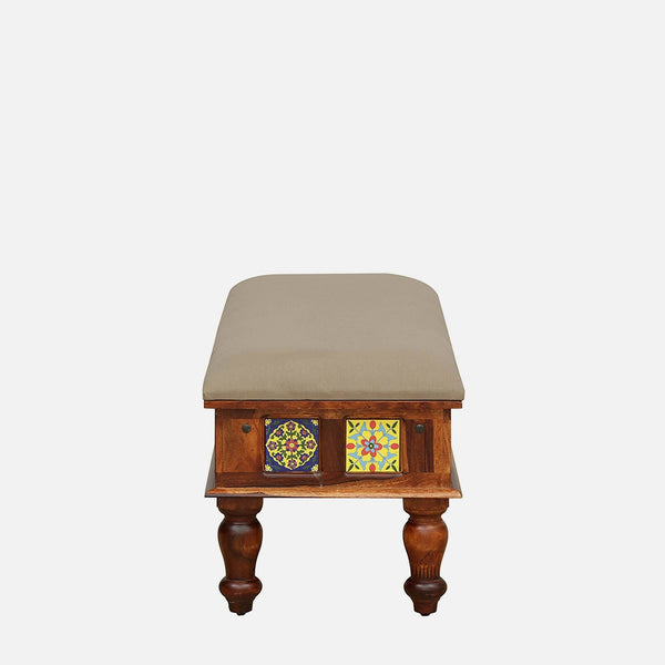 Rangrez Sheesham Wood 6 Seater Dining Set In Honey Oak Finish With Cushioned Bench