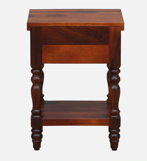 Nilaya Sheesham Wood Bedside Table In Honey Oak Finish With Drawer