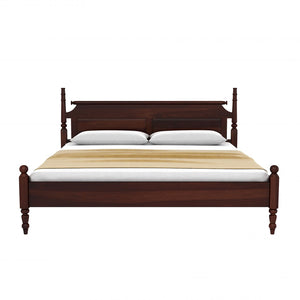 Bala Sheesham Wood Queen Size Bed In Walnut Finish Without Storage (60 x 78 inches)