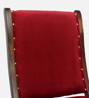 Morila Chair in Provincial Teak Finish with Red Velvet Fabric