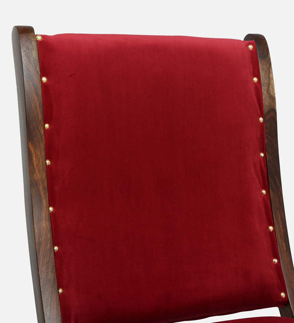 Morila Chair in Provincial Teak Finish with Red Velvet Fabric