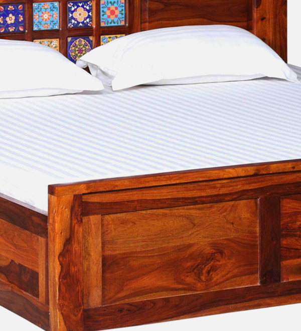 Rangrez Sheesham Wood King Size Bed In Honey Oak Finish With Box Storage (72 - 78 inch Mattress Size)
