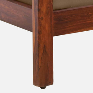 Rangrez Sheesham Wood 1 Seater Sofa In Honey Oak Finish with Beige Cushioned Chair