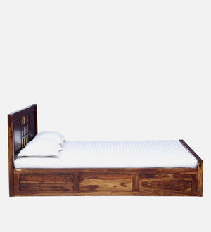 Rangrez Sheesham Wood King Size Bed In Provincial Teak Finish With Box Storage (72 - 78 inch Mattress Size)