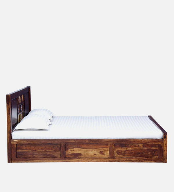 Rangrez Sheesham Wood King Size Bed In Provincial Teak Finish With Box Storage (72 - 78 inch Mattress Size)