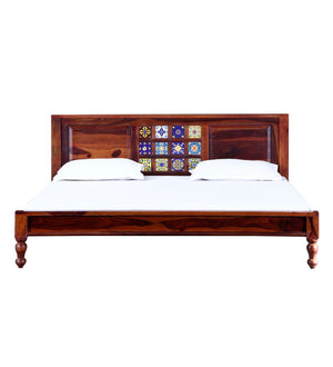 Rangrez Solid Wood Queen Size Bed In Honey Oak Finish (60 - 78 inch Mattress Size)