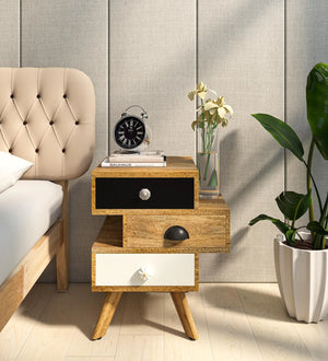 Tarquin Solid Wood Bedside Chest In Natural Finish