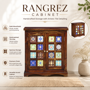 Rangrez Sheesham Wood Cabinet In Provincial Teak Finish