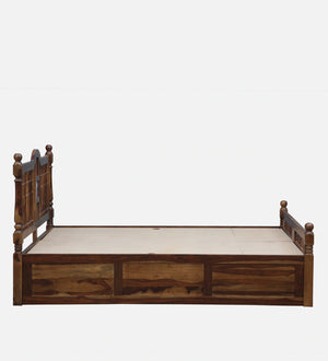 Nilaya Sheesham Wood Queen Size Bed In Provincial Teak Finish With Box Storage (60 - 78 inch Mattress Size)