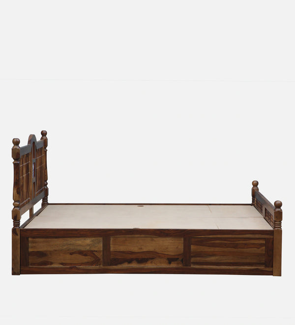 Nilaya Sheesham Wood Queen Size Bed In Provincial Teak Finish With Box Storage (60 - 78 inch Mattress Size)
