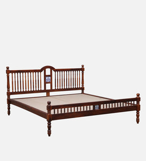 Nilaya Sheesham Wood King Size Bed In Honey Oak Finish (72 - 78 inch Mattress Size)