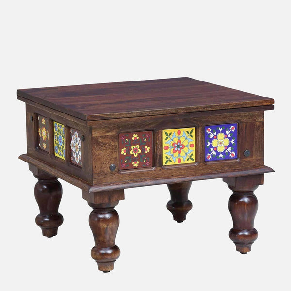Rangrez Sheesham Wood Coffee Table In Provincial Teak Finish