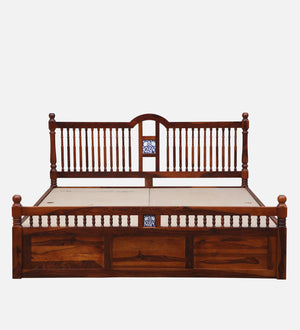 Nilaya Sheesham Wood King Size Bed In Honey Oak Finish With Box Storage (72 - 78 inch Mattress Size)