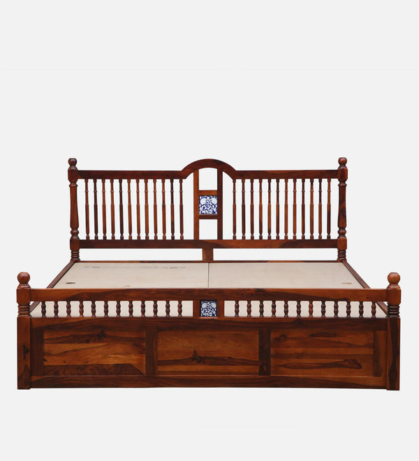 Nilaya Sheesham Wood King Size Bed In Honey Oak Finish With Box Storage (72 - 78 inch Mattress Size)